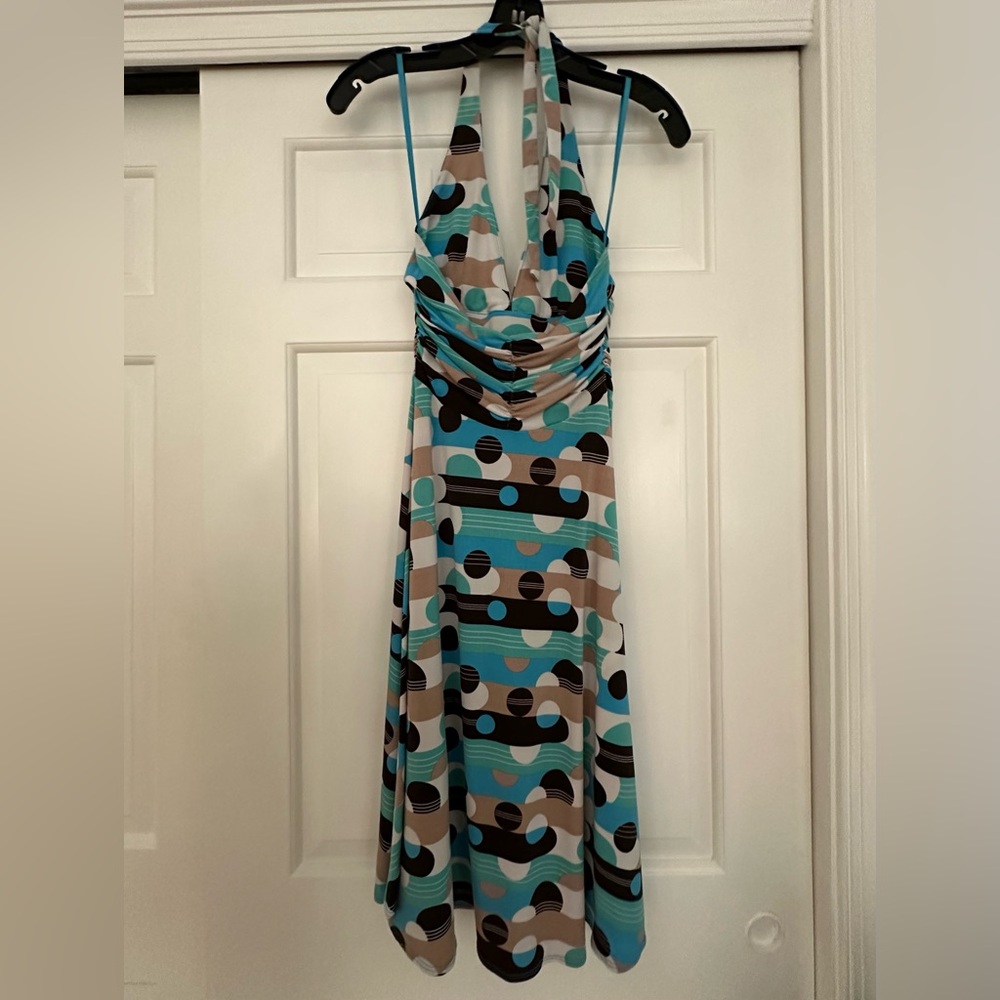 Blue and Brown Backless Dress